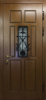 Термодверь со стеклом и ковкой