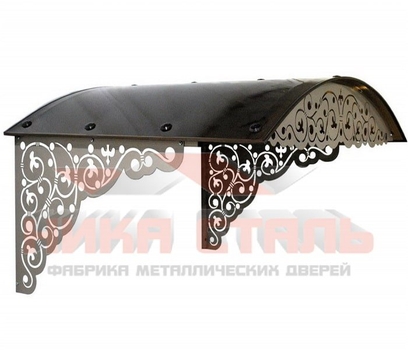 Стальной козырек над крыльцом с лазерной резкой